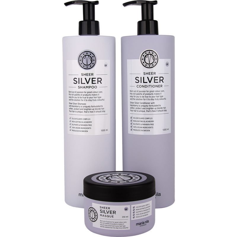 Maria Nila Sheer Silver Trio Shampoo 1000ml Conditioner 1000ml Masque 250ml
