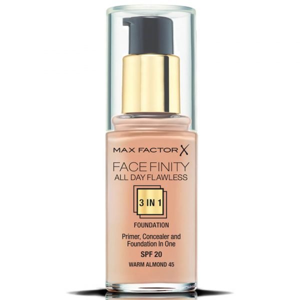 Max Factor Facefinity 3 In 1 All Day Flawless Foundation 30 Ml 45 Warm Almond